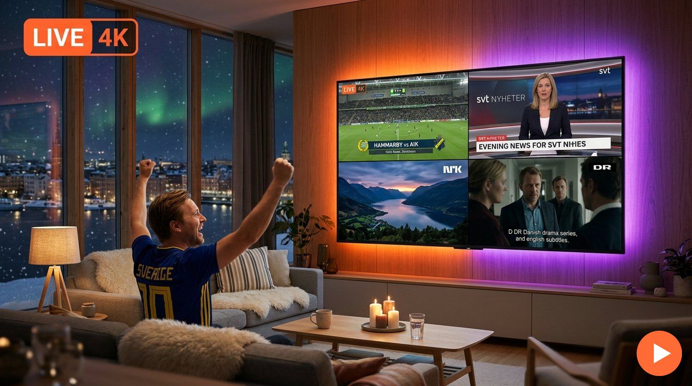 IPTV Nordic - Stream SVT, NRK, DR, YLE, RUV and Viaplay in 4K from $14.99 per month worldwide
